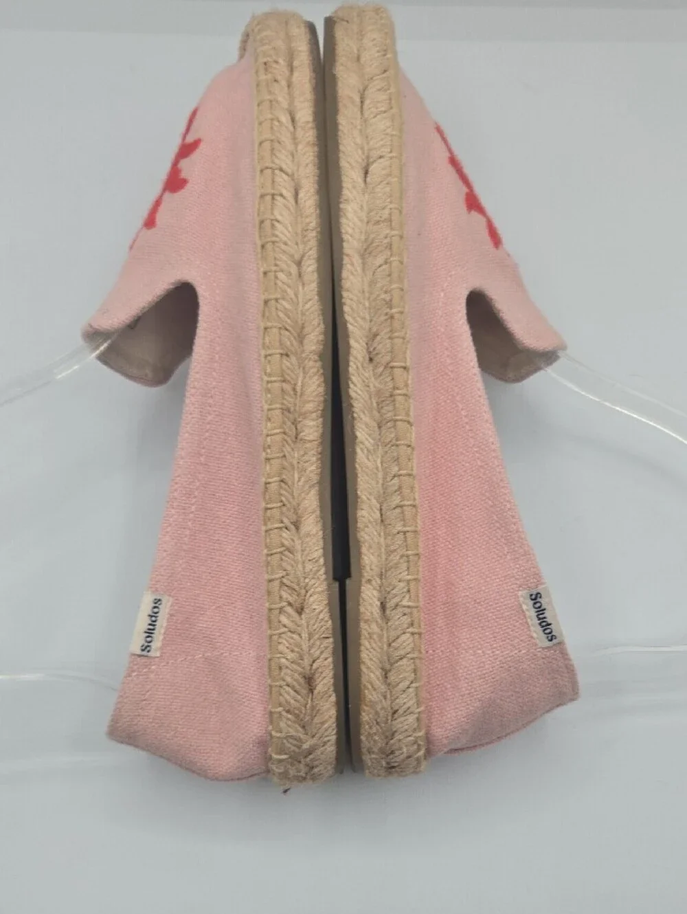 Soludos Pink Sun Face Embroidered Espadrille Slip-On Flats Size 8